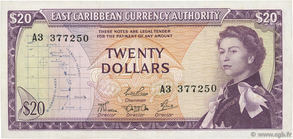 20 Dollars EAST CARIBBEAN STATES  1965 P.15d XF