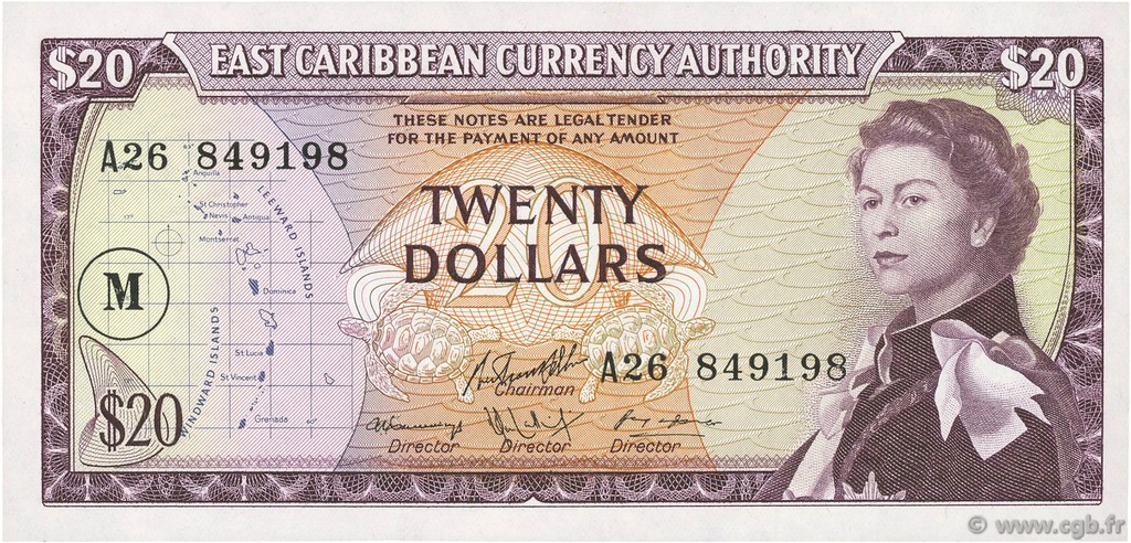 20 Dollars EAST CARIBBEAN STATES  1965 P.15m ST