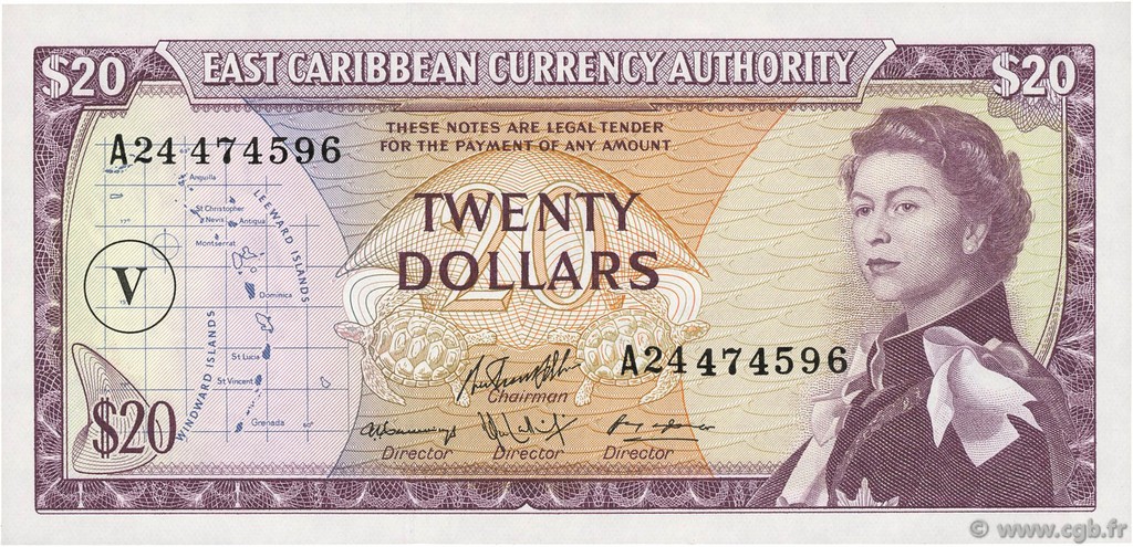 20 Dollars EAST CARIBBEAN STATES  1965 P.15o AU