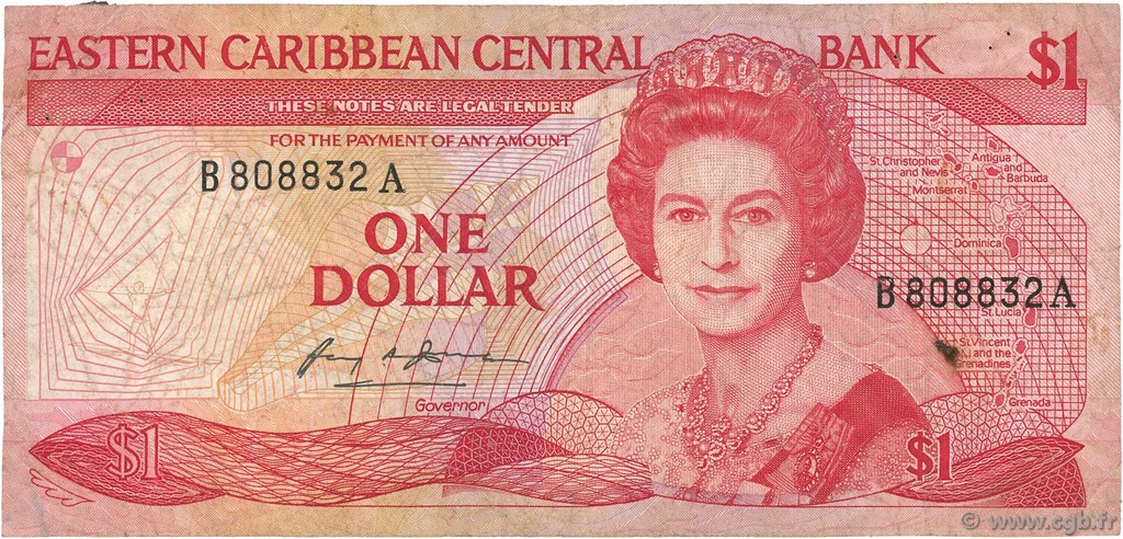 1 Dollar EAST CARIBBEAN STATES  1985 P.17a BC+