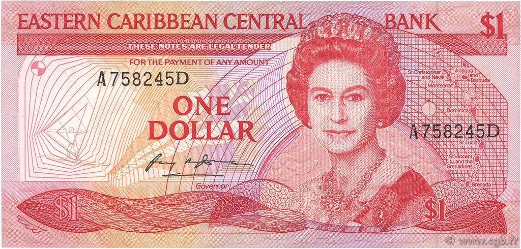 1 Dollar CARIBBEAN   1985 P.17d UNC