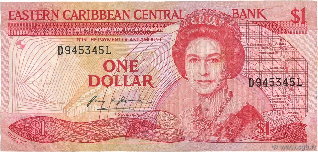 1 Dollar EAST CARIBBEAN STATES  1985 P.17l VF