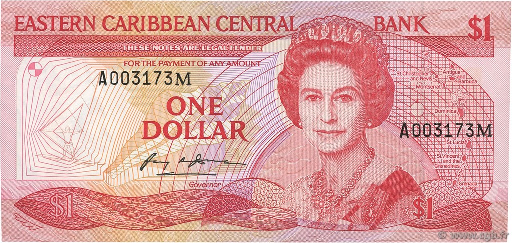 1 Dollar EAST CARIBBEAN STATES  1985 P.17m ST