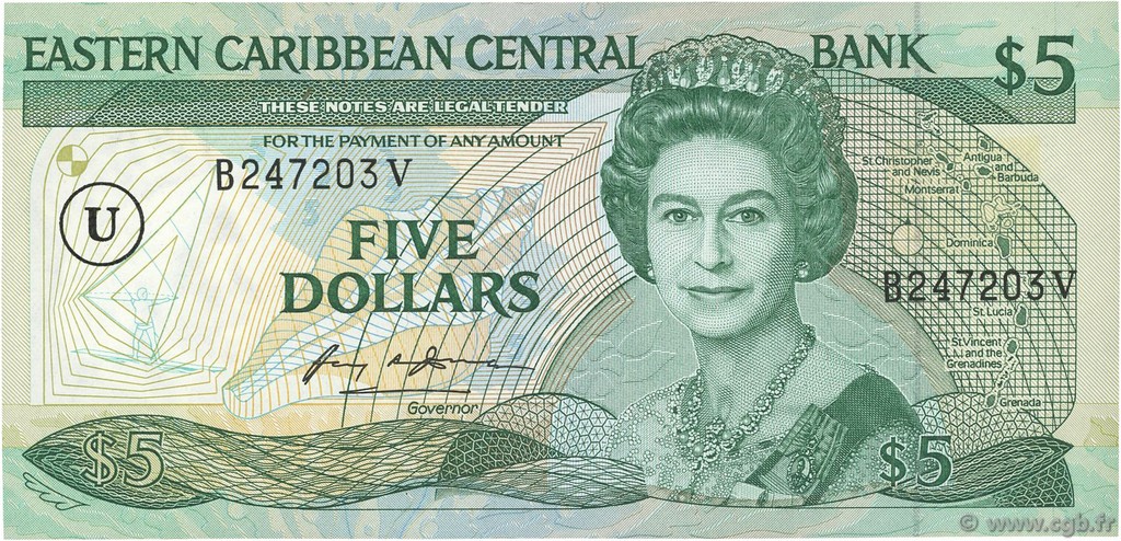 5 Dollars EAST CARIBBEAN STATES  1988 P.18u AU