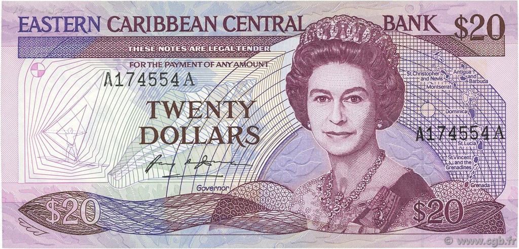 20 Dollars EAST CARIBBEAN STATES  1987 P.19a UNC