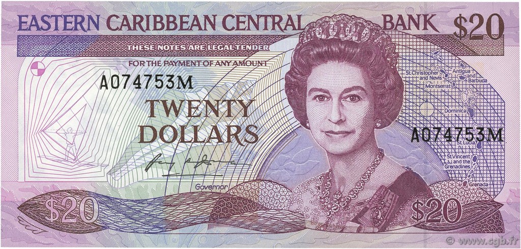 20 Dollars CARIBBEAN   1987 P.19m UNC