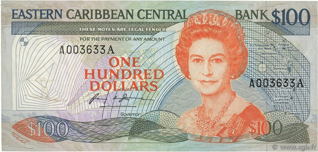 100 Dollars EAST CARIBBEAN STATES  1986 P.20a VF+