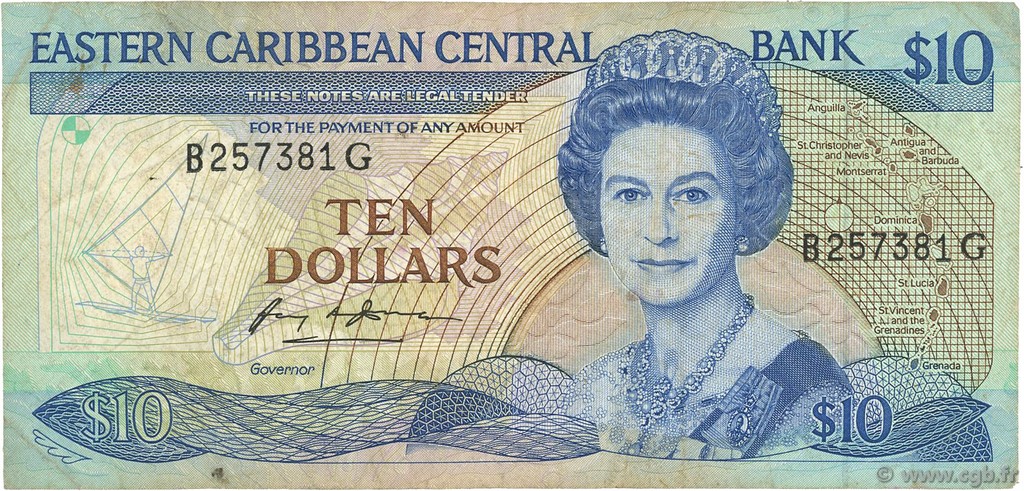 10 Dollars CARIBBEAN   1985 P.23g F