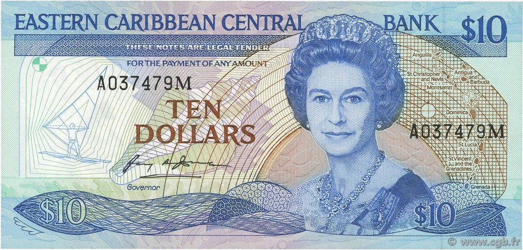 10 Dollars EAST CARIBBEAN STATES  1985 P.23m ST