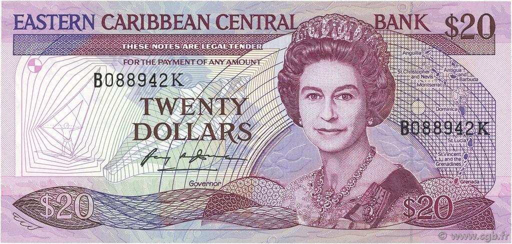 20 Dollars EAST CARIBBEAN STATES  1988 P.24k1 UNC