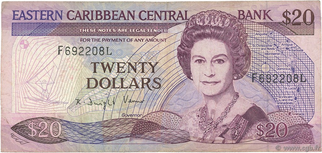 20 Dollars EAST CARIBBEAN STATES  1988 P.24l2 q.BB