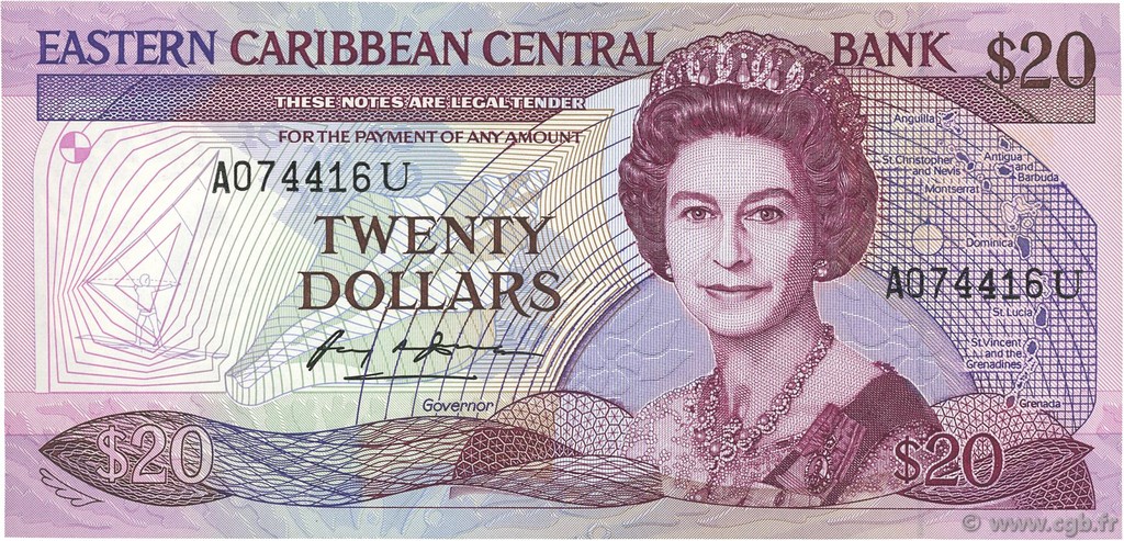 20 Dollars EAST CARIBBEAN STATES  1988 P.24u FDC