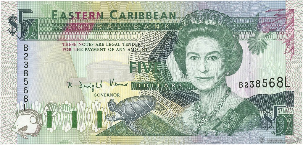 5 Dollars EAST CARIBBEAN STATES  1993 P.26l fST+