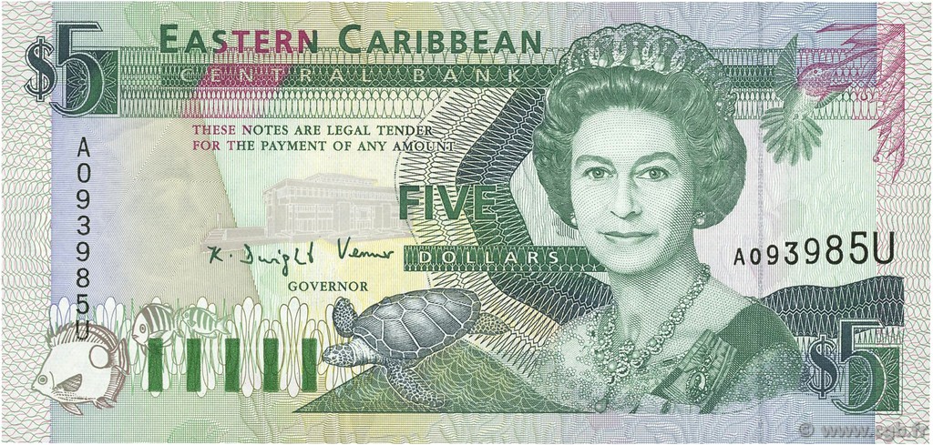 5 Dollars EAST CARIBBEAN STATES  1993 P.26u FDC