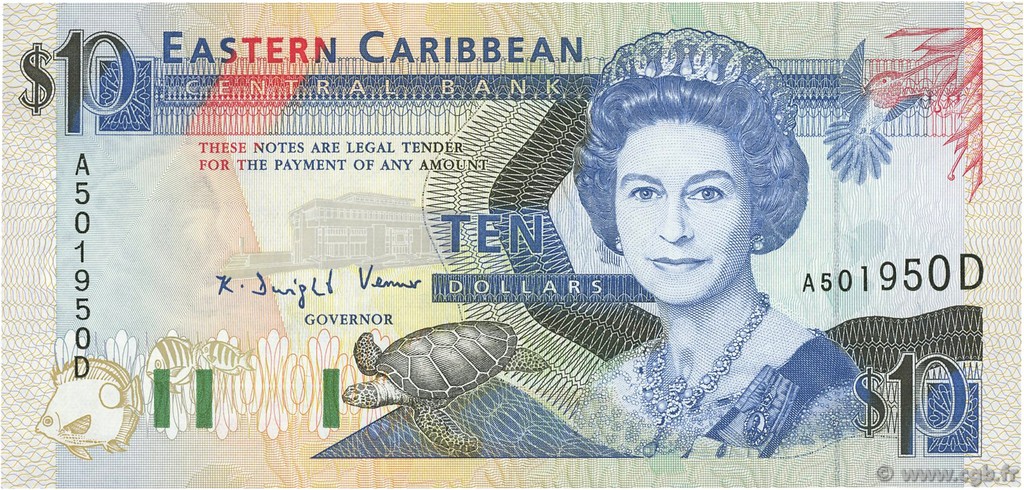 10 Dollars EAST CARIBBEAN STATES  1993 P.27d ST
