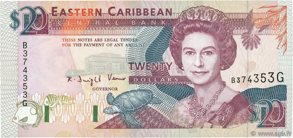 20 Dollars EAST CARIBBEAN STATES  1993 P.28g ST