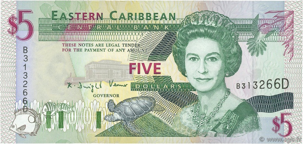 5 Dollars EAST CARIBBEAN STATES  1994 P.31d UNC