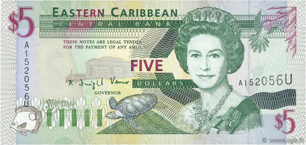 5 Dollars EAST CARIBBEAN STATES  1994 P.31u FDC