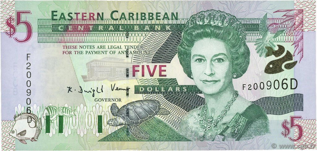 5 Dollars EAST CARIBBEAN STATES  2000 P.37d1 UNC