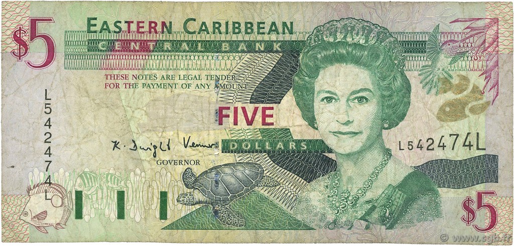 5 Dollars EAST CARIBBEAN STATES  2000 P.37l S