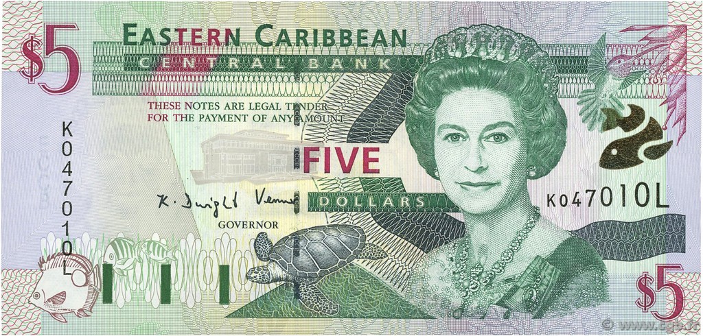5 Dollars EAST CARIBBEAN STATES  2000 P.37l UNC