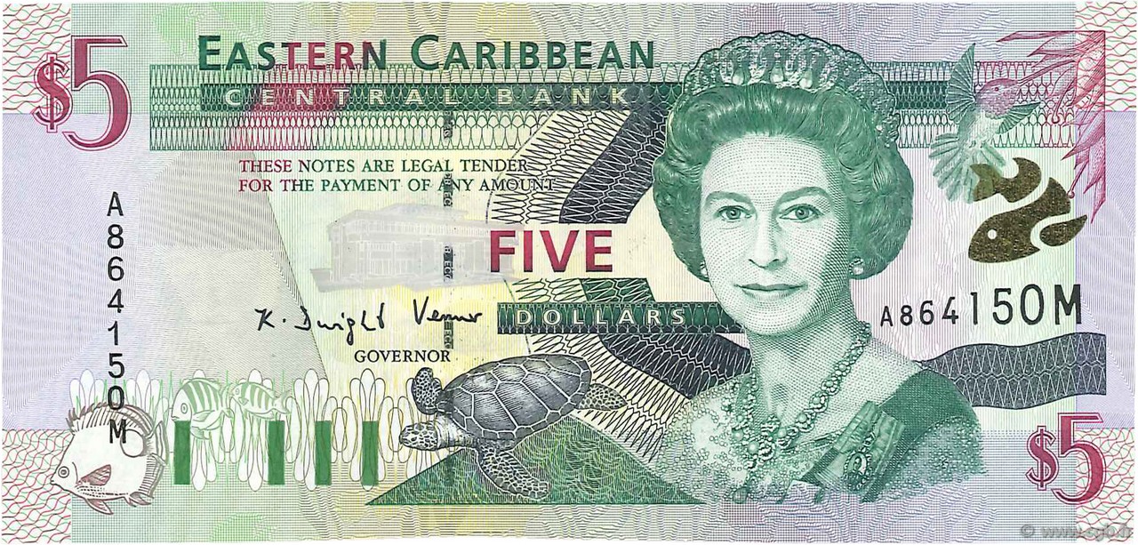 5 Dollars EAST CARIBBEAN STATES  2000 P.37m UNC-