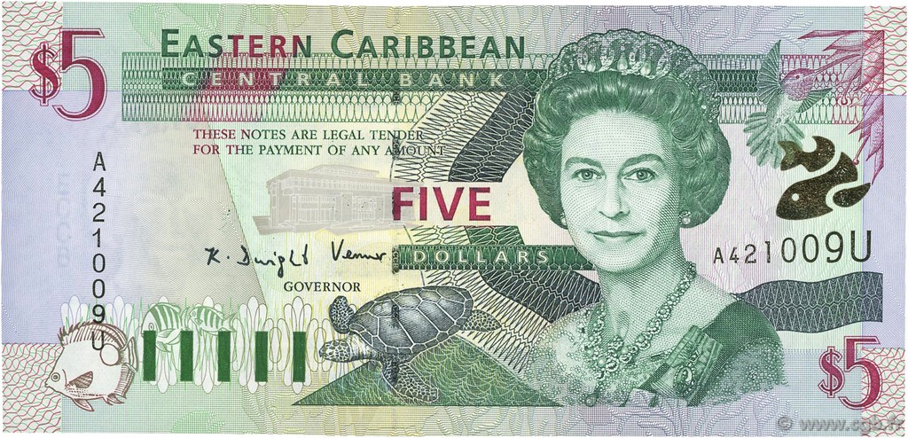5 Dollars EAST CARIBBEAN STATES  2000 P.37u ST