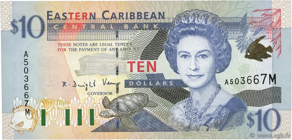 10 Dollars CARIBBEAN   2000 P.38m UNC