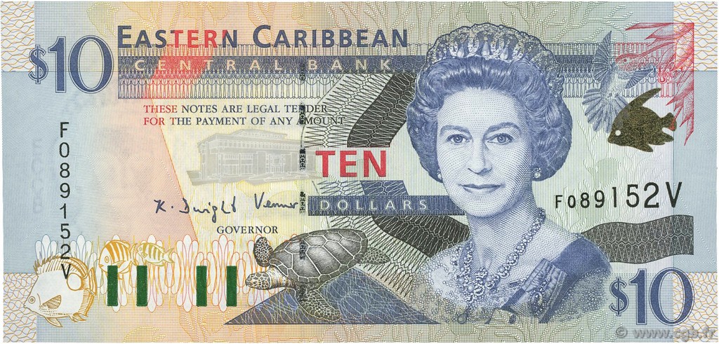 10 Dollars EAST CARIBBEAN STATES  2000 P.38v SC+