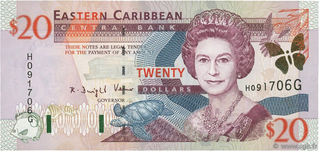 20 Dollars EAST CARIBBEAN STATES  2000 P.39g FDC