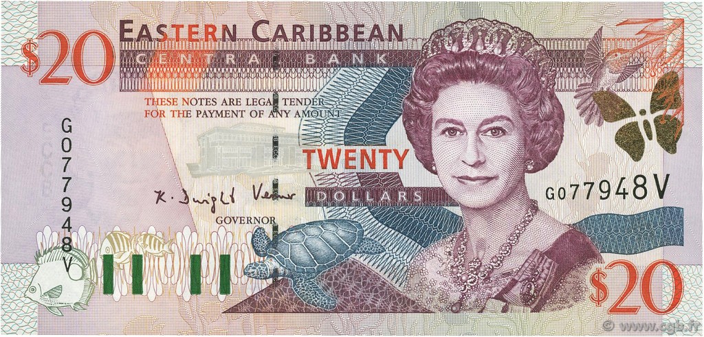 20 Dollars EAST CARIBBEAN STATES  2000 P.39v UNC