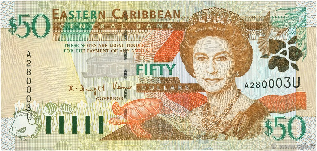 50 Dollars EAST CARIBBEAN STATES  2000 P.40u UNC