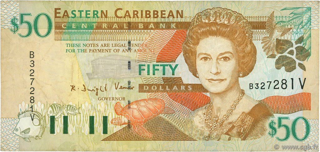 50 Dollars EAST CARIBBEAN STATES  2000 P.40v BC+