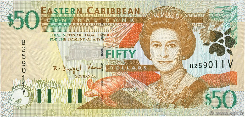 50 Dollars EAST CARIBBEAN STATES  2000 P.40v FDC