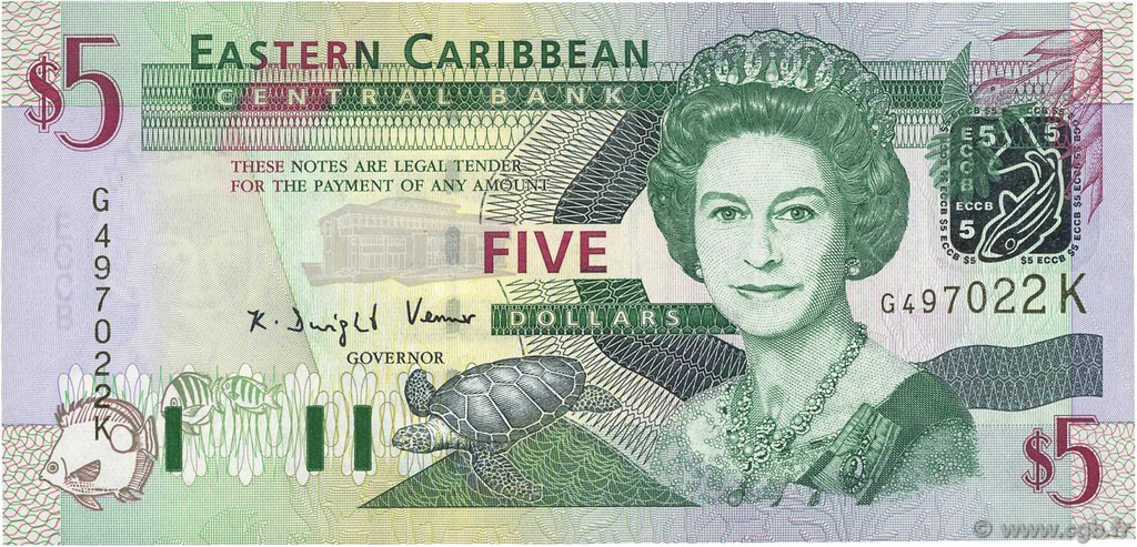 5 Dollars CARIBBEAN   2003 P.42k AU+