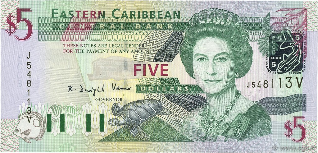5 Dollars EAST CARIBBEAN STATES  2003 P.42v UNC