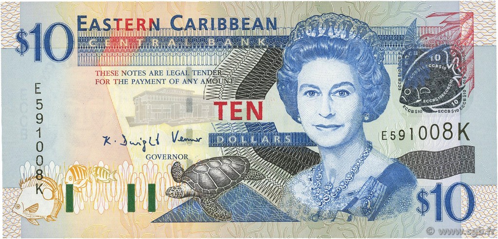 10 Dollars EAST CARIBBEAN STATES  2003 P.43k UNC