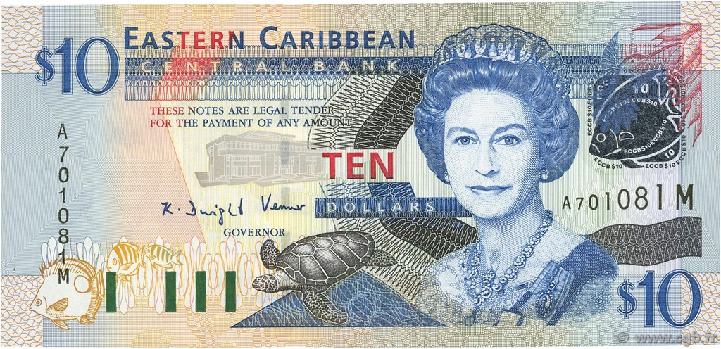 10 Dollars CARIBBEAN   2003 P.43m UNC