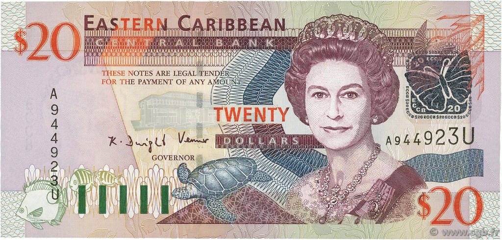 20 Dollars CARIBBEAN   2003 P.44u UNC