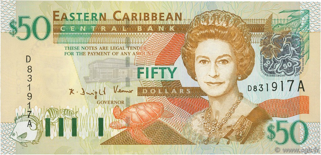50 Dollars EAST CARIBBEAN STATES  2003 P.45a AU+
