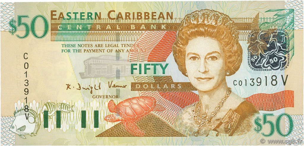 50 Dollars EAST CARIBBEAN STATES  2003 P.45v UNC