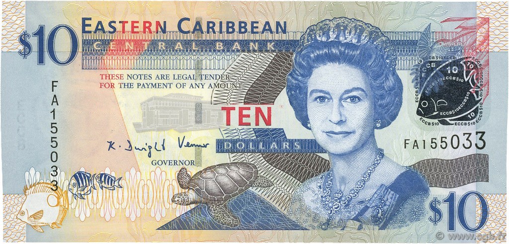 10 Dollars CARIBBEAN   2008 P.48 UNC