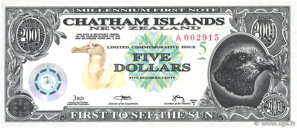 5 Dollars CHATHAM ISLANDS  2001  FDC