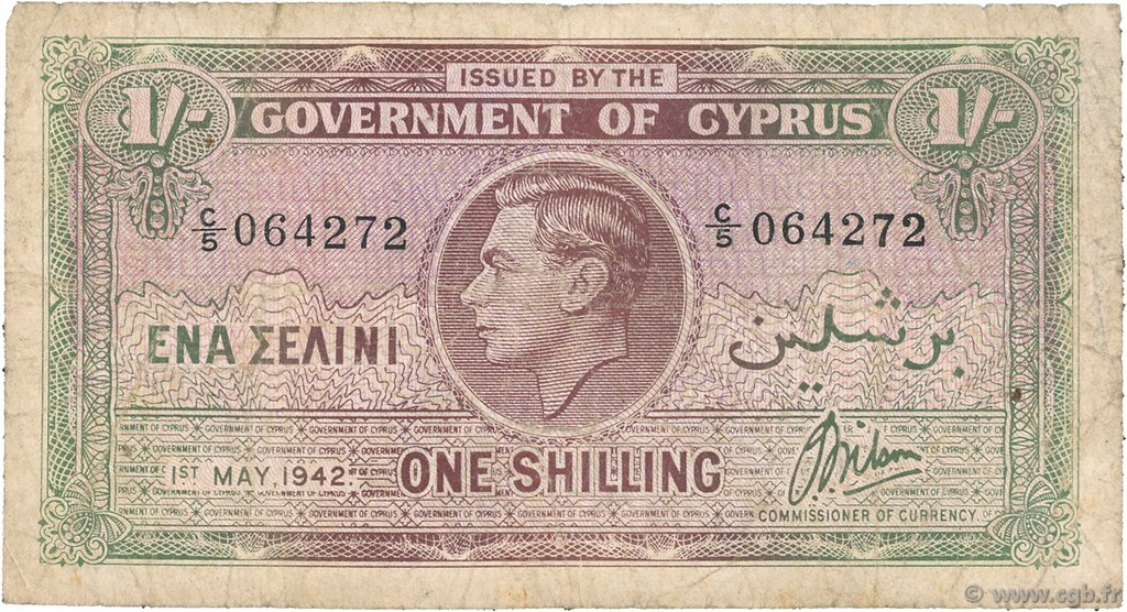 1 Shilling CHYPRE  1942 P.20 pr.TB