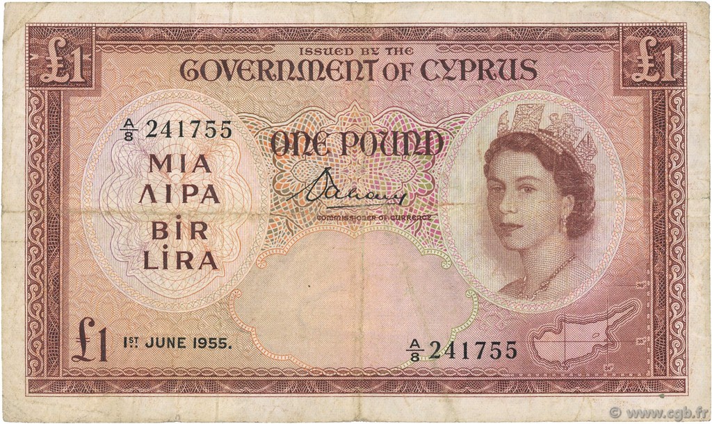 1 Pound CHIPRE  1955 P.35a BC