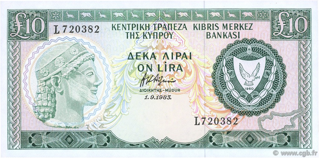 10 Pounds CYPRUS  1983 P.48b UNC