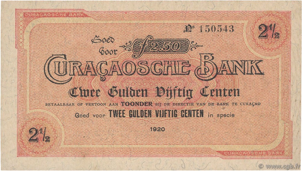 2,5 Gulden Non émis CURACAO  1920 P.07Cr UNC