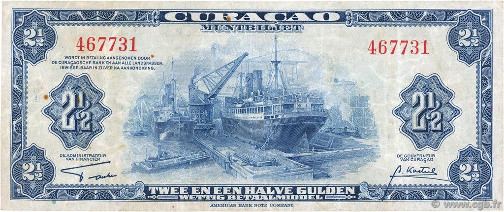 2,5 Gulden CURACAO  1942 P.36 VF