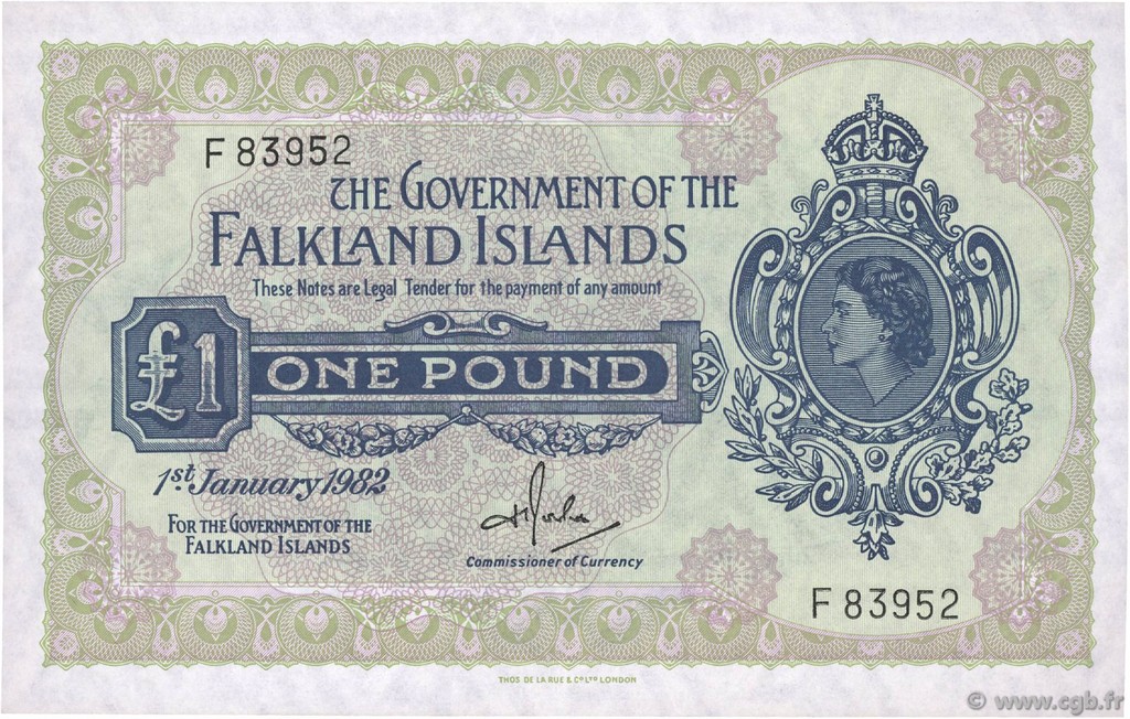1 Pound ISOLE FALKLAND  1982 P.08d AU+