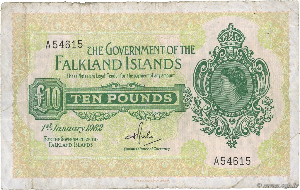 10 Pounds FALKLAND ISLANDS  1982 P.11b VG